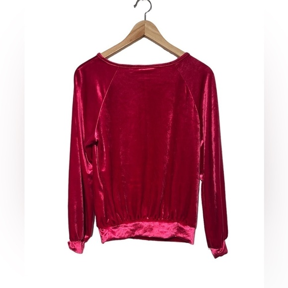 Maeve Candace long sleeve velvet top in hot pink - size extra small - Picture 4 of 7